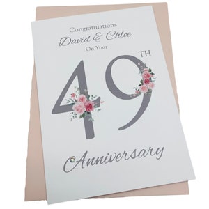 49° anniversario di matrimonio - Rame 49 anni Quarantanovesimo saluto regalo moglie marito genitori coppia amici - Numero floreale