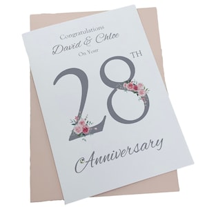 Carte d'anniversaire de mariage 28 ans - Orchidée, 28 ans, vingt-huitième carte de voeux, cadeau pour femme, mari, parents, couple d'amis - Numéro floral