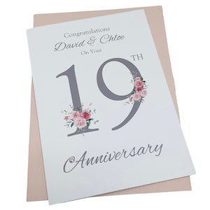 19e huwelijksverjaardag kaart - brons 19 jaar negentiende wenskaart cadeau voor vrouw echtgenoot ouders paar vriend - bloemennummer