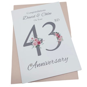 Kaart 43e huwelijksverjaardag - Entertainment 43 jaar drieënveertigste groetcadeau vrouw echtgenoot ouders paar vrienden - bloemennummer