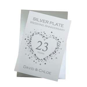 Biglietto di auguri per il 23° anniversario di matrimonio - Biglietto d'auguri in argento placcato per il 23° anno, regalo per moglie, marito, genitori, coppia, amici - Cuore d'amore