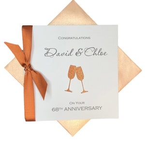 Karte zum 68. Hochzeitstag - 68 Jahre Jahrestag Gruß Geschenk Frau Ehemann Eltern Paar - Champagner