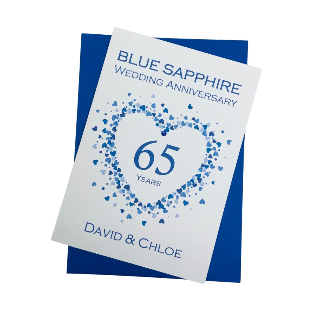 65th Wedding Anniversary Card - Blue Sapphire 65 Year Sixty Fifth ...