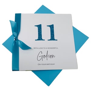 Carte d'anniversaire filleul - carte de voeux de luxe personnalisée, cadeau - 17 couleurs - TOUTE L'ANNÉE - numéro scintillant