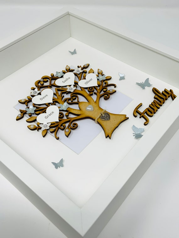 45th 45 Years Sapphire Wedding Anniversary Gift Present Married Husband  Wife Custom Family Tree 3D Box Frame Personalised Classic 
