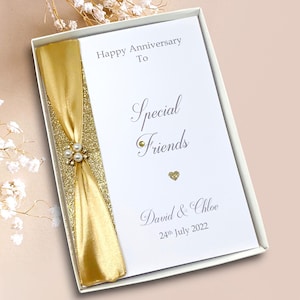 Carte d'anniversaire spéciale amis - toutes les années, carte de voeux de luxe personnalisée, cadeau d'anniversaire de mariage pour couple 10e 20e 25e 30e 40e 50e