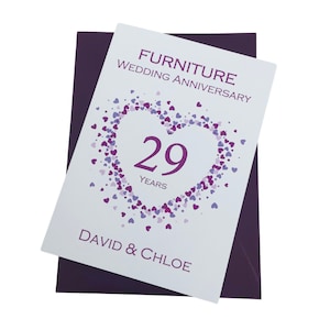 Carte d'anniversaire de mariage pour 29 ans - Meubles, 29 ans, vingt-neuvième carte de voeux, cadeau pour femme mari, parents, couple, amis - coeur d'amour