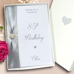 Tarjeta de cumpleaños número 85: tarjeta de felicitación de lujo personalizada, regalo para abuela, abuelo, esposa, esposo, hermano, hermana, hijo, hija, elección de color