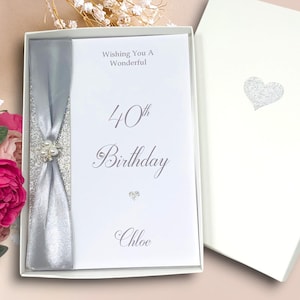 40e verjaardagskaart - gepersonaliseerde luxe wenskaart, cadeau voor vrouw echtgenoot broer zus zoon dochter beste vriend - kleurkeuze