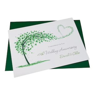 Cartão de 47º aniversário de casamento - Jardim 47 Ano Quarenta e sete Saudação Presente Esposa Marido Pais Casal Amigos - Coração Varredor