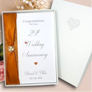 Tarjeta del 29.° aniversario de bodas: tarjeta de felicitación de lujo del 29.° aniversario de bodas, regalo personalizado para esposa, esposo y padres