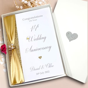 Biglietto d'auguri per il 14° anniversario di matrimonio - Avorio, biglietto d'auguri di lusso per il 14° anniversario, regalo personalizzato per moglie, marito, genitori, coppia