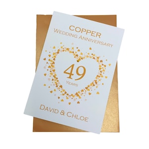 Carte d'anniversaire de mariage pour 49 ans - 49 ans, quarante neuvième cadeau de voeux pour femme, mari, parents, couple, amis - coeur d'amour