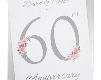 Biglietto per il 60° anniversario di matrimonio - Biglietto d'auguri per il sessantesimo anniversario di matrimonio (diamante) - Regalo per moglie, marito, genitori, coppia, amici - FN 60