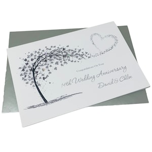 Biglietto di auguri per il 14° anniversario di matrimonio - Biglietto di auguri per il 14° anniversario di matrimonio color avorio, regalo per moglie, marito, genitori, coppia, amici - Sweeping Heart