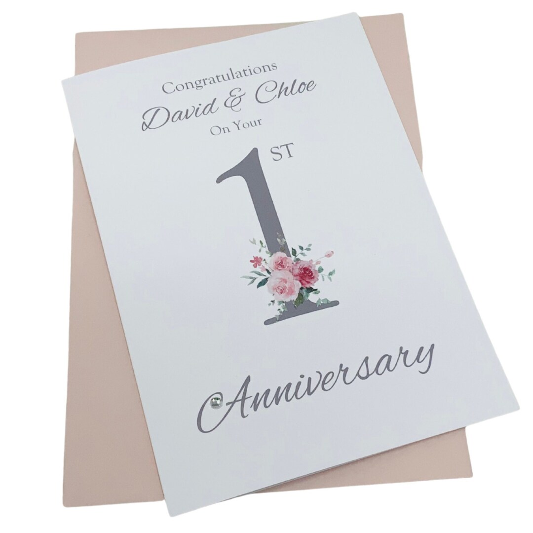 Personalised Handmade 1st Paper Wedding Anniversary Card For Them Husband Wife