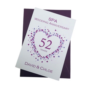 52. Hochzeitstag Karte - Bath Spa 52 Jahr Fünfzig Zweite Gruß Geschenk Frau Ehemann Eltern Paar Freunde - Liebe Herz