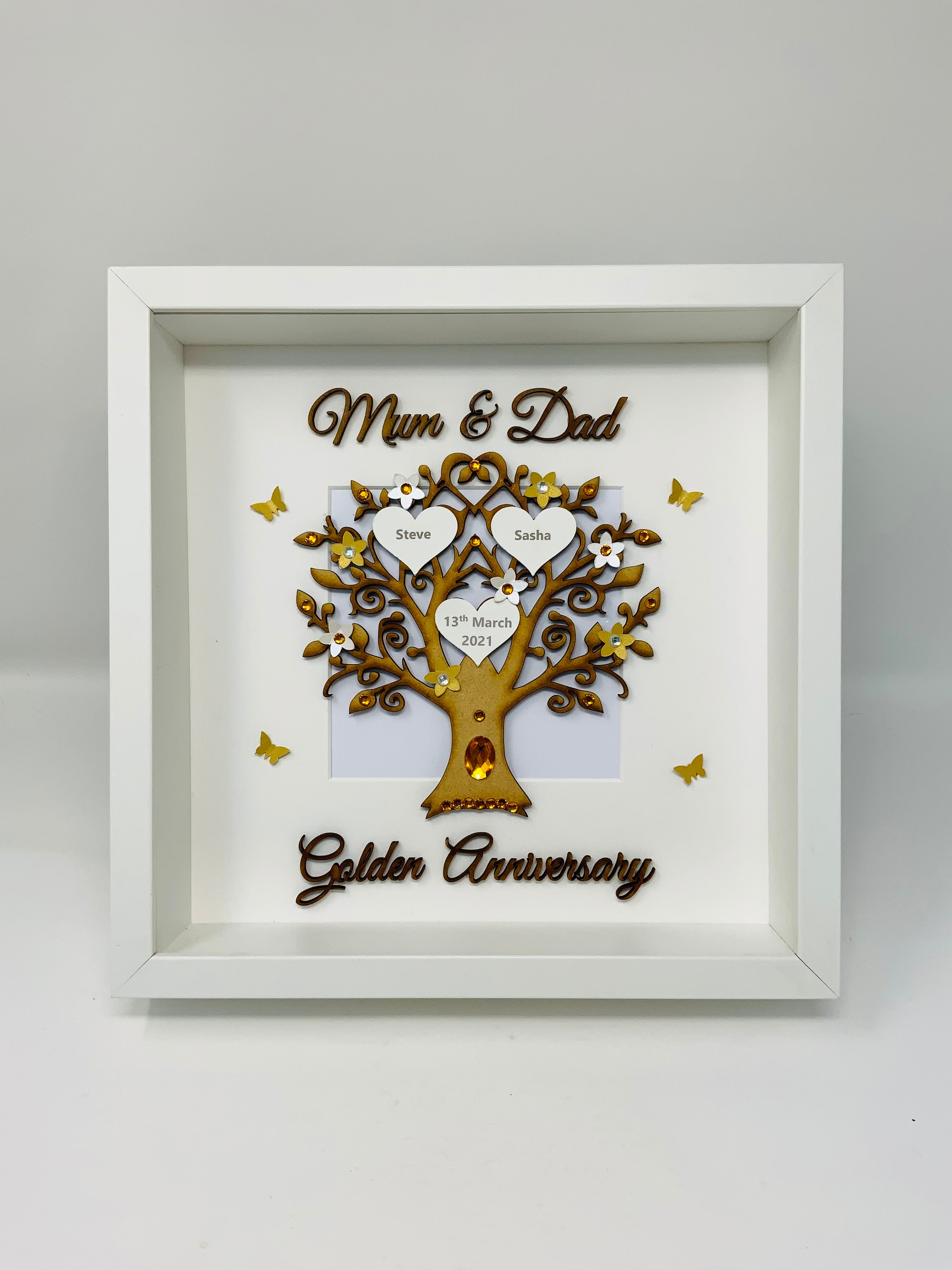  Gifts for Inlaws That Have Everything Family Granny Picture  Frame Collages for Wall 50th Wedding Anniversary Parents Golden Wedding 50  Years Grandparent Marriage Gold Willow Family Tree Gramma Frame : Handmade