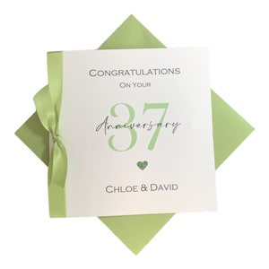 Carte d'anniversaire de mariage pour 37 ans - 37 ans, 37 ans, carte de voeux pour femme mari et parents - 17 couleurs - Numéro de ruban