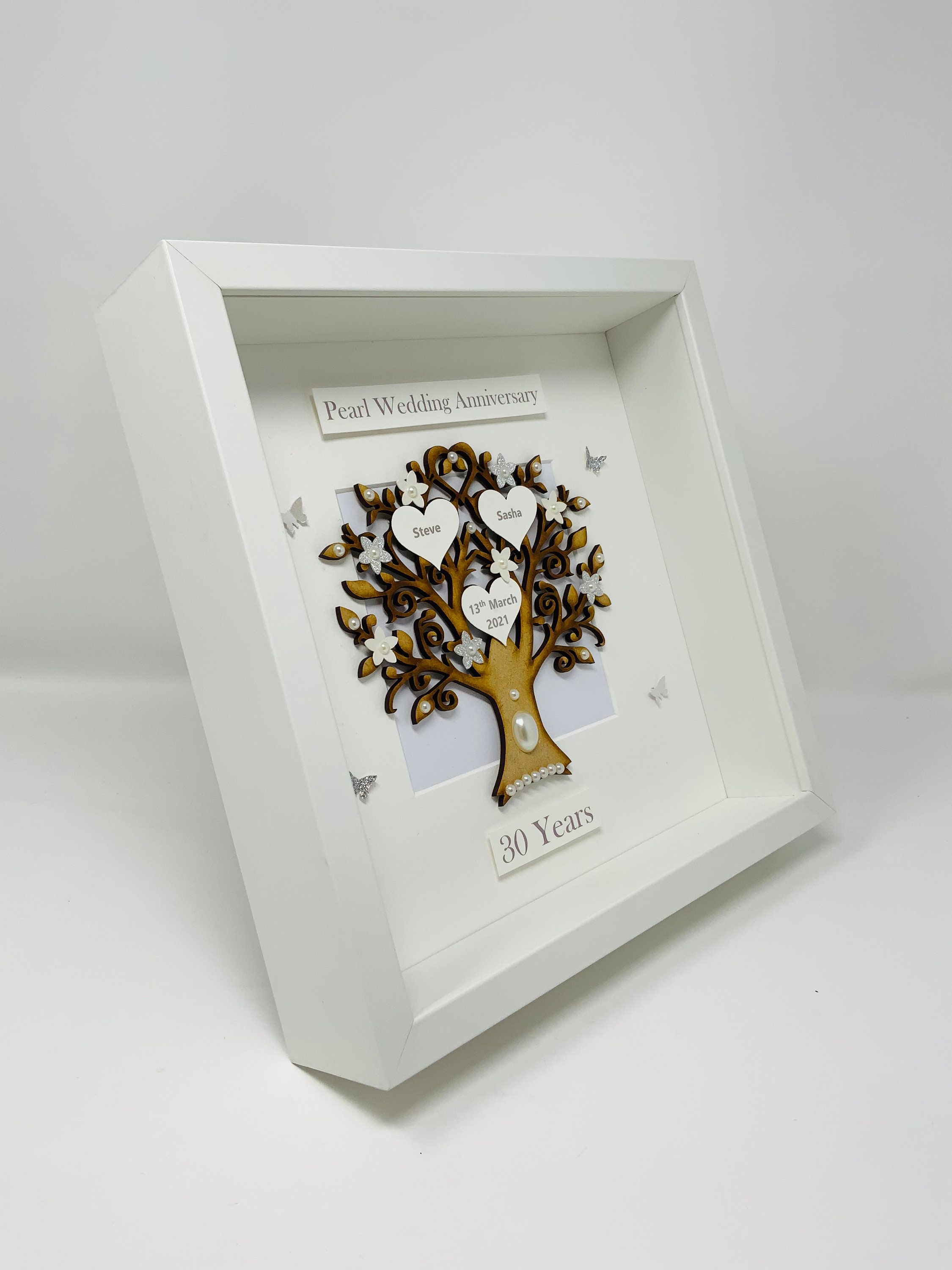 EYITUPC 30th Wedding Anniversary Wood Picture Frame - Rotating Display For Two 4x6 Photos, Pearl Anniversary Gift - View #2