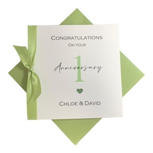 Tarjeta de 1er Aniversario - Tarjeta de Felicitación de Papel para el Primer Aniversario de Boda de 1 Año, Regalo para Esposa, Marido, Pareja, Amigos - Número de Cinta