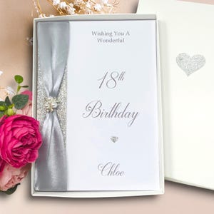 "18. Geburtstagskarte - Personalisierte Luxus Grußkarte, Geschenk für Frau Mann Bruder Schwester Sohn Tochter bester Freund - Farbwahl."