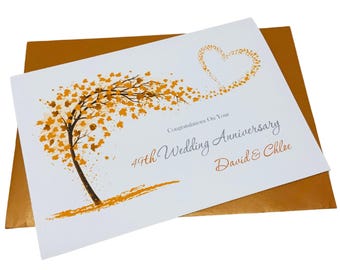 49th Wedding Anniversary Card - Copper 49 Year Forty Ninth  Greeting Gift Wife Husband Parents Couple Friends - SH 49