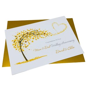 Carte d'anniversaire papa et maman - carte de voeux d'anniversaire de mariage, cadeau pour les parents - grand coeur