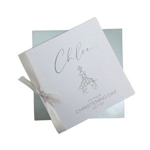 Taufkarte - Personalisierte handgemachte Luxus Karte Geschenk Babyparty, Taufe, Namenstag, Segen, Konfirmation - glitzer Kirche