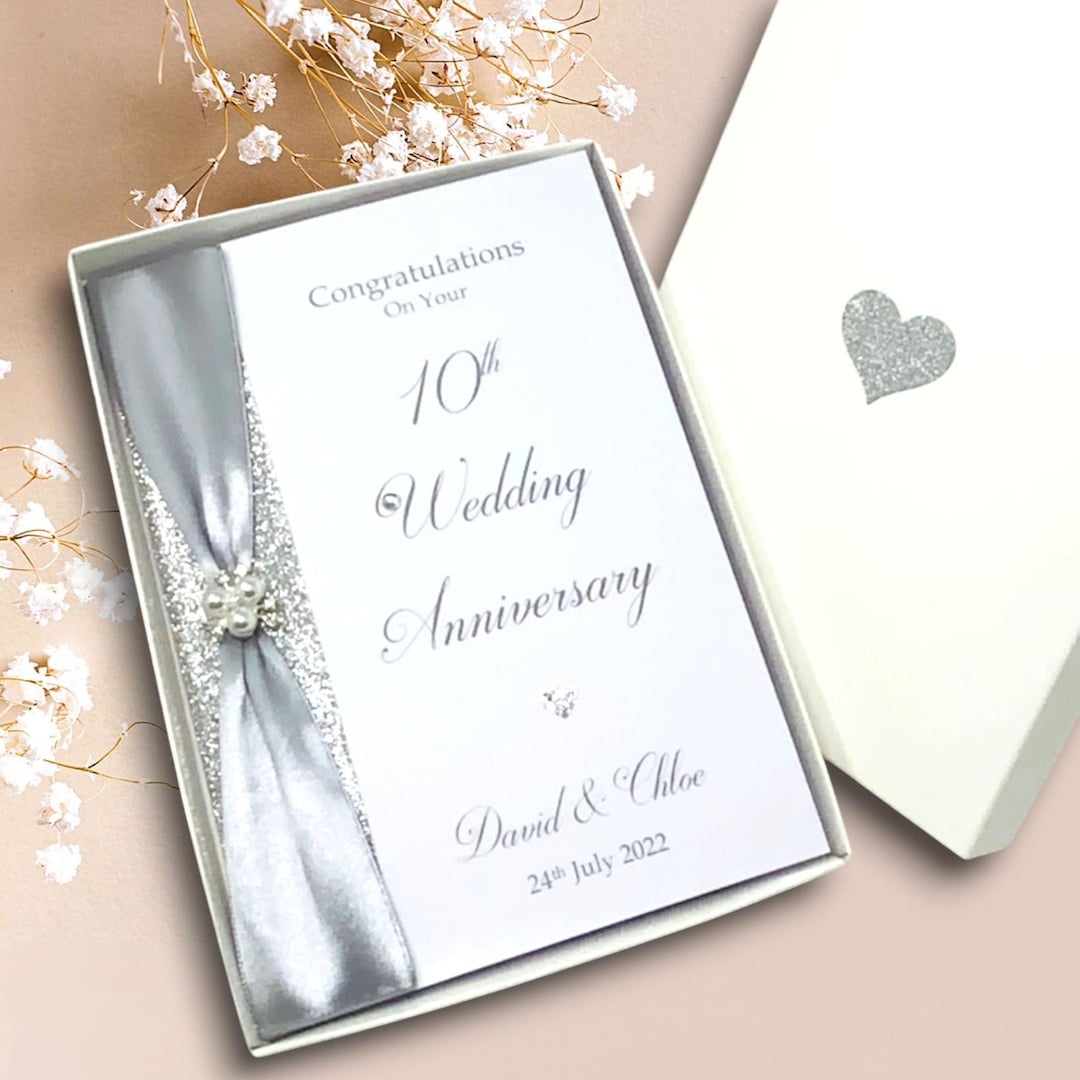 10th Wedding Anniversary Card - Tin 10 Year Tenth Anniversary Luxury ...