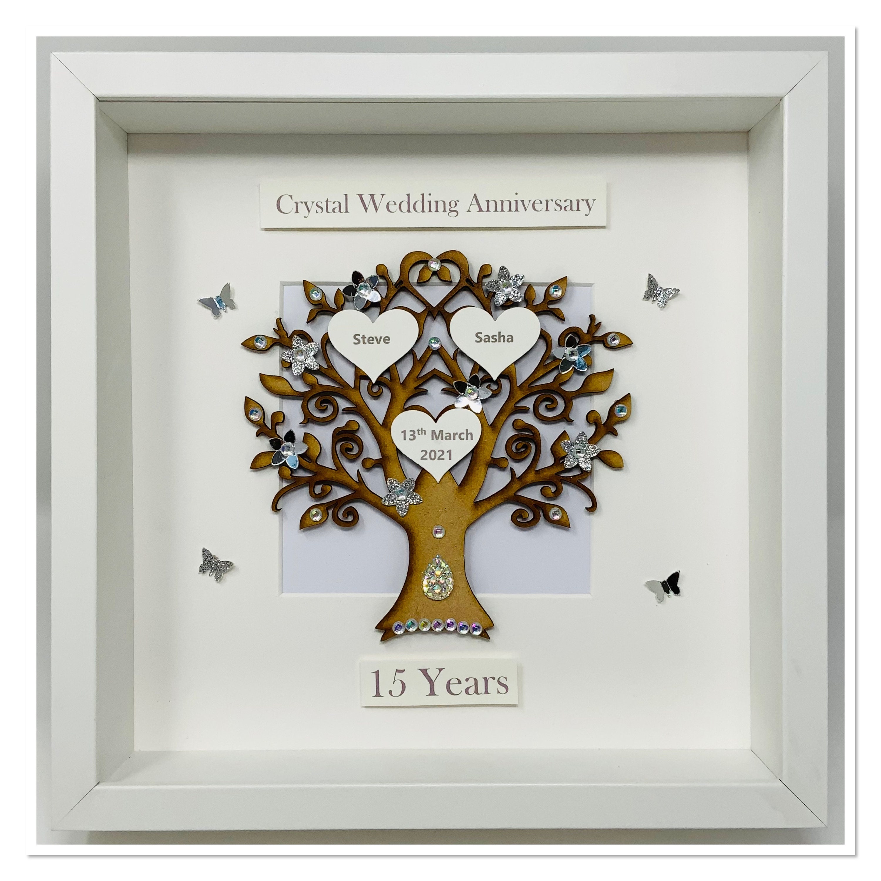 L 15th Year Wedding Anniversary Photo Frame Black/Silver L 15th Year Wedding Anniversary Photo Frame Black/Silver