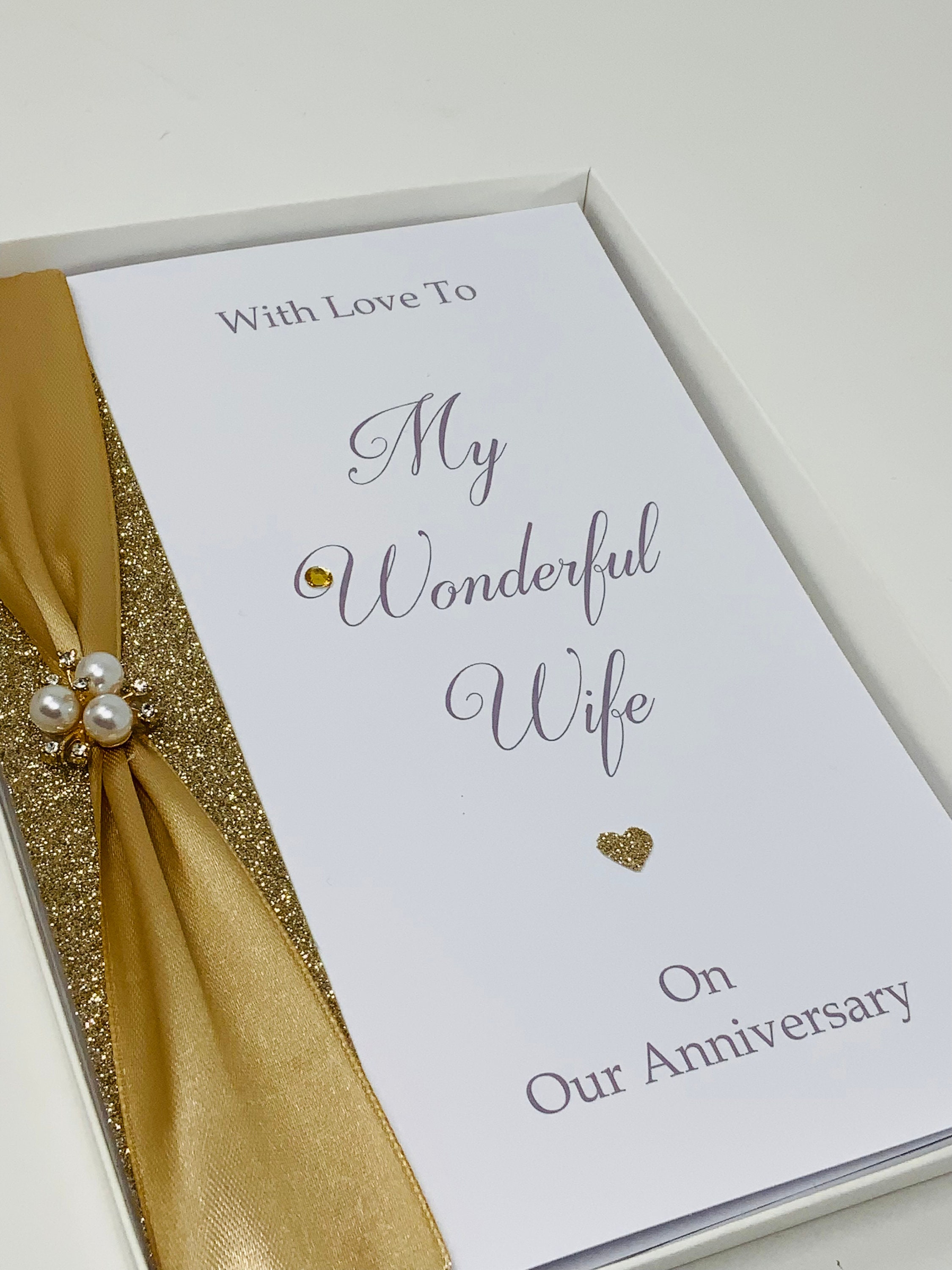 Wife Wedding Anniversary Card Personalised Luxury Handmade - Etsy UK