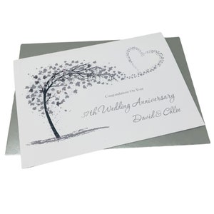 Tarjeta del 37.° aniversario de bodas: tarjeta de felicitación de alabastro para el trigésimo séptimo aniversario, regalo para esposa, esposo, padres, pareja, amigos: corazón deslumbrante