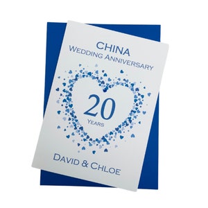 Carte de 20e anniversaire de mariage – 20e anniversaire de mariage : 20 ans de carte de voeux : cadeau pour femme, mari, parents, couple d'amis – Cœur d'amour