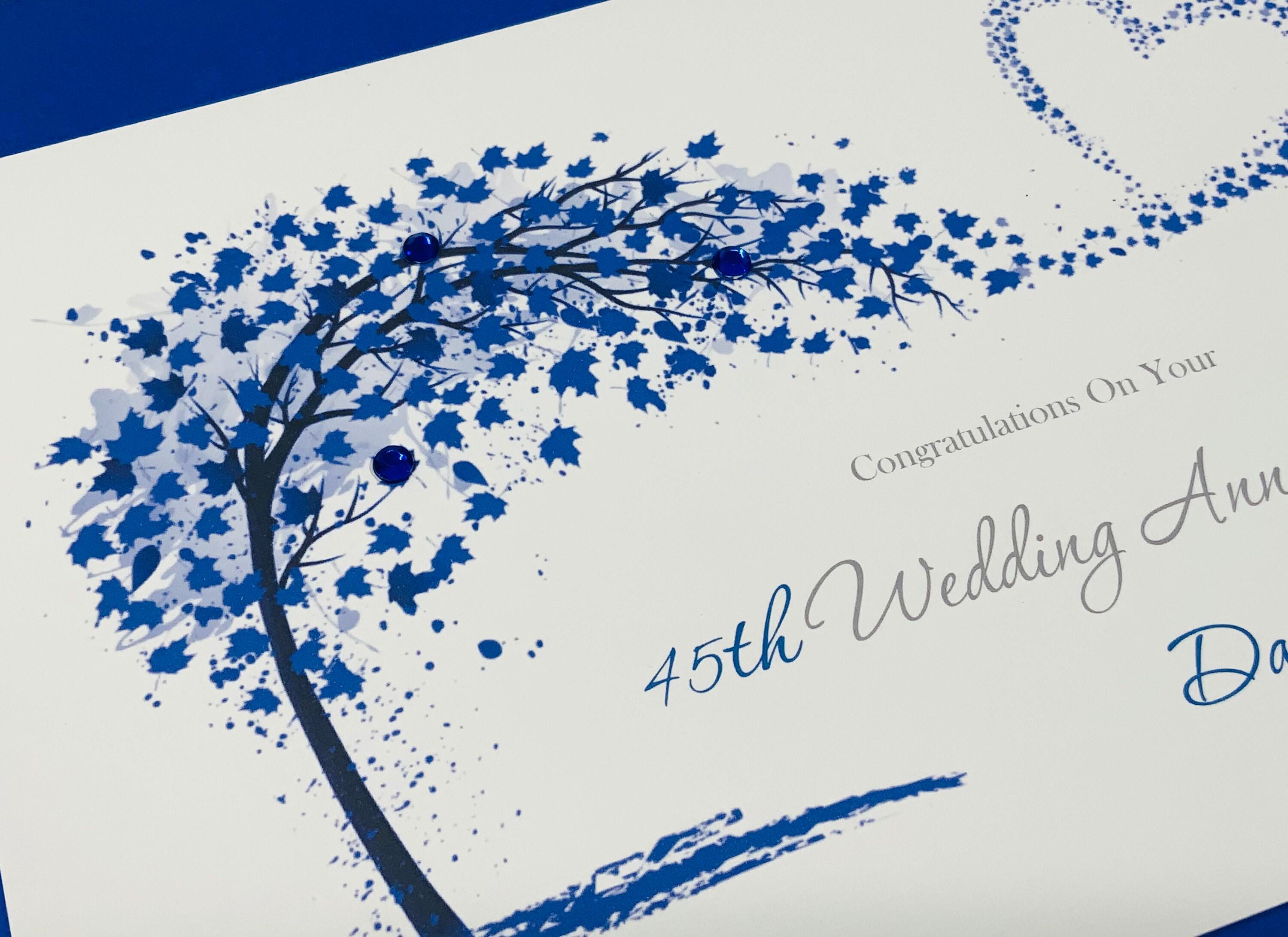 45th Wedding Anniversary Card - Sapphire 45 Year Forty Fifth Greeting ...