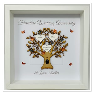 29th 29 Years Furniture Wedding Anniversary Gift Present Married Husband Wife Custom Family Tree Picture Frame Personalised - Message