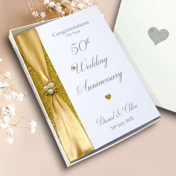 Biglietto D'auguri 50 Anniversario - Effetto Telato - Completo Di Busta - Foto 6