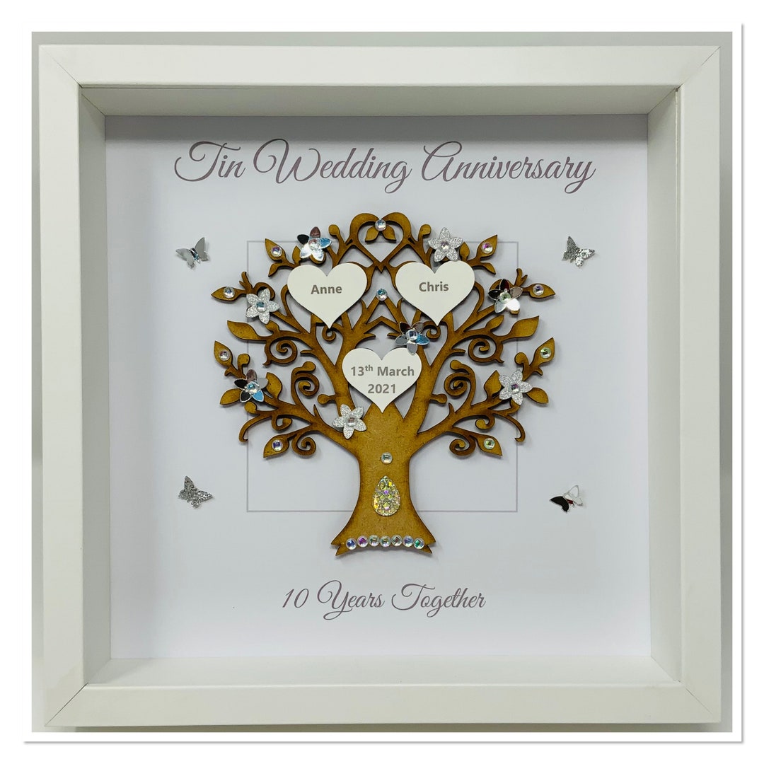 10th 10 Years Tin Wedding Anniversary Married Couple Husband Wife Gift ...