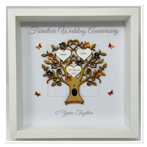 17e 17 ans Meubles Cadeau d&#39;anniversaire de mariage Cadeau Marié mari Femme Arbre généalogique personnalisé Cadre photo personnalisé - Message