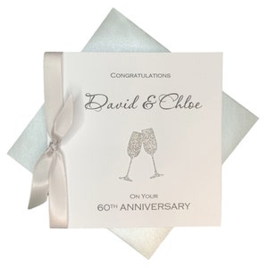 Carte pour 60e anniversaire de mariage - Carte de voeux pour 60 ans 60 ans, cadeau pour femme mari, parents, couple, ami - champagne