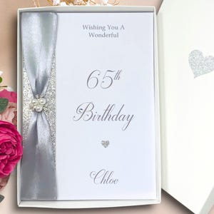 Carte pour 65e anniversaire - Carte de voeux de luxe personnalisée, cadeau pour grand-mère grand-père épouse mari frère soeur fils fille - choix de couleur