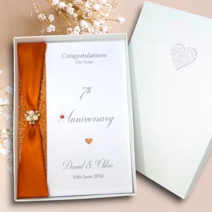Carte 7e anniversaire - cuivre 7 ans, septième anniversaire de mariage, carte de voeux de luxe, cadeau personnalisé, femme mari, petite amie, petit ami