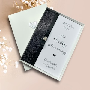 Biglietto d'auguri per il 21° anniversario di matrimonio - Ottone - Regalo per il 21° anniversario di matrimonio per moglie, marito, fidanzata, fidanzato - 18 colori tra cui scegliere - Fiocco di lusso