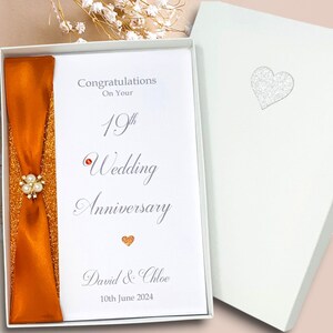 Carte d'anniversaire de mariage 19 ans - Bronze 19 ans, carte de voeux de luxe du dix-neuvième anniversaire, cadeau personnalisé pour femme mari parents couple