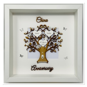 20th 20 Years China Wedding Anniversary Couple Gift Present Husband Wife Family Tree Picture Frame Personalised - Wooden