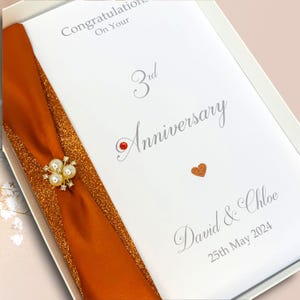 Kaart 3e verjaardag - leer 3 jaar derde huwelijksverjaardag Luxe wenskaart Gepersonaliseerd cadeau voor vrouw echtgenoot Vriendin Vriendje