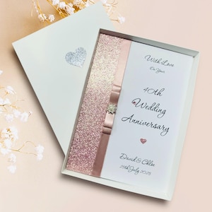 Carte d'anniversaire de mariage pour 40e anniversaire de mariage, 40 ans de rubis, quarantième cadeau, femme, mari, petite amie, petit ami, 18 couleurs au choix, nœud de luxe