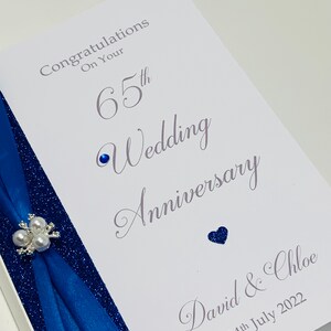 65th Wedding Anniversary Card - Blue Sapphire 65 Year Sixty Fifth ...