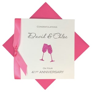 Biglietto d'auguri per il 41° anniversario di matrimonio - Decorazione per ufficio Biglietto d'auguri per il 41° anniversario di matrimonio Regalo per moglie, marito, genitori, coppia, amici - Champagne