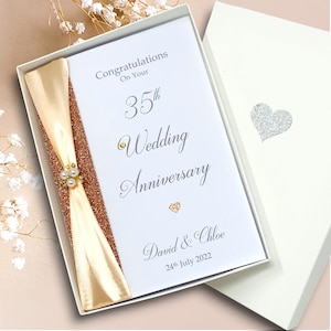 Biglietto d'auguri per il 35° anniversario di matrimonio - Corallo, biglietto d'auguri di lusso per il 35° anniversario, regalo personalizzato per moglie, marito, genitori